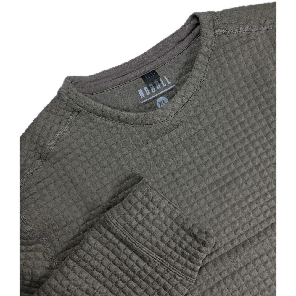 NOBULL Waffle Knit Long Sleeve Thermal Crew PULLOVER SWEATSHIRT, MEN XL TAN